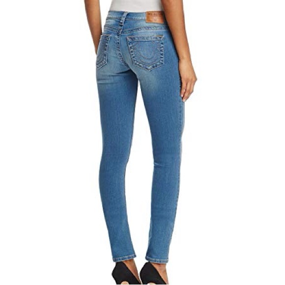 True Religion Stella low rise 27 28 Light Blue Skinny Jeans 30 inseam flattering - Picture 2 of 9
